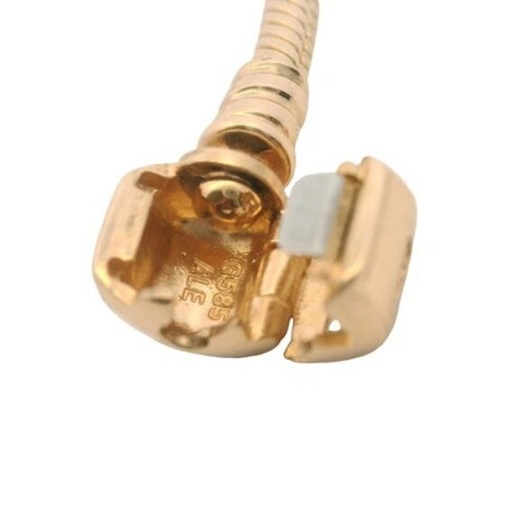 Pandora 14kt Yellow Gold Snake Charm Bracelet Stoppers and Cylinder Clasp 7.5" - Picture 10 of 10